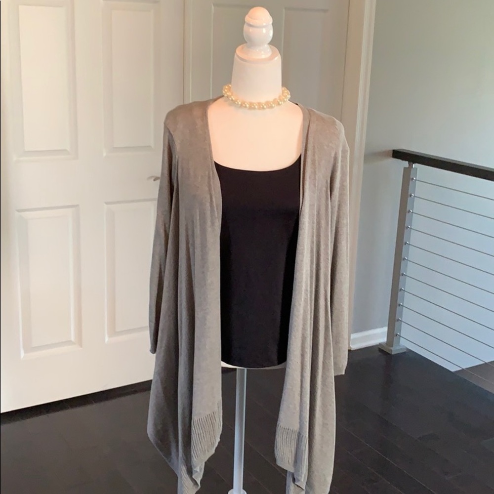 DKNY Jeans Gray hi-low open cardigan sweater - Picture 4 of 7